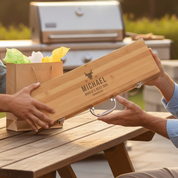 BBQ 3-Piece Gift Set - Engraved Bamboo Case Father's Day Gift for Dad