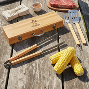 BBQ 3-Piece Gift Set - Engraved Bamboo Case Father's Day Gift for Dad
