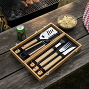 BBQ 5-Piece Gift Set - Engraved Bamboo Case Father's Day Gift for Dad