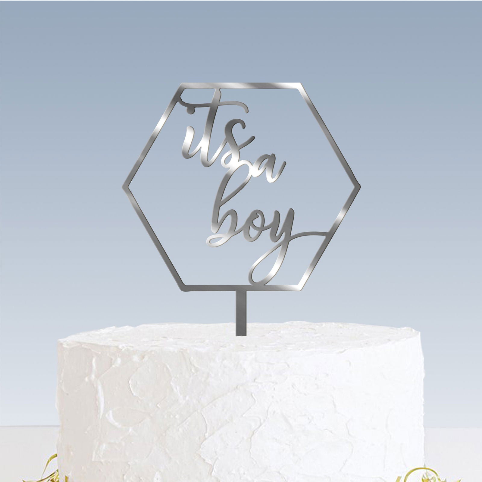 Baby Shower Cake Topper - its a boy silver option