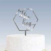 Baby Shower Cake Topper - its a boy silver option