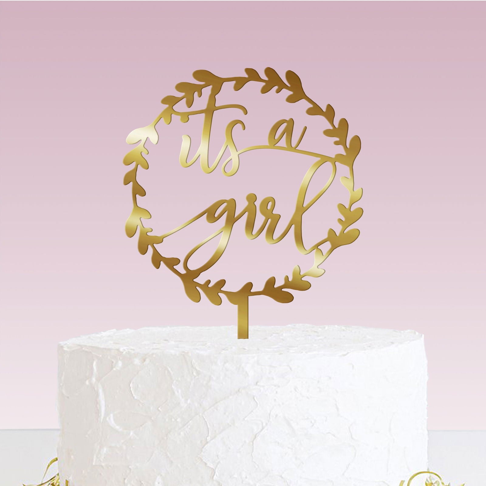Baby Shower Cake Topper - its a girl gold option