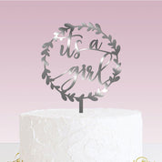 Baby Shower Cake Topper - its a girl silver option