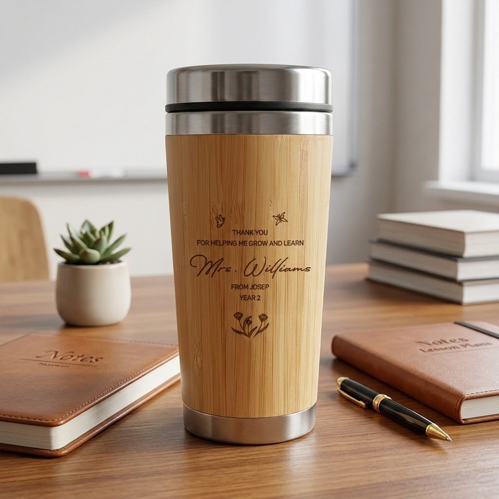 Personalised Bamboo Coffee Cup for Teacher