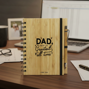 Personalised Bamboo Notebook & Pen Set - Father's Day Gift for Dad