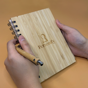 Personalised Bamboo Notebook & Pen Set - Father's Day Gift for Dad