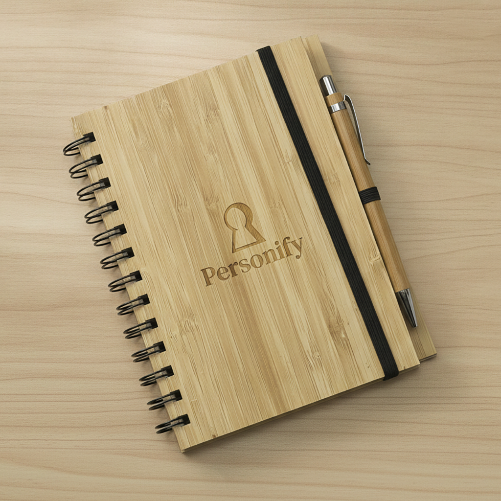 Bamboo Corporate Notebook & Pen Set with Custom Logo