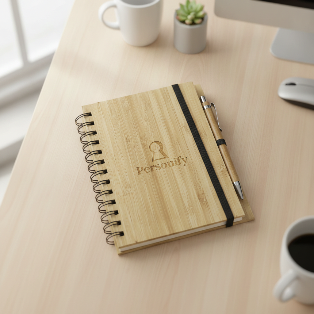 Bamboo Corporate Notebook & Pen Set with Custom Logo