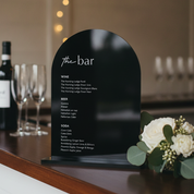 Wedding Bar Menu Sign - Engraved Acrylic Drinks Menu