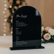 Wedding Bar Menu Sign - Engraved Acrylic Drinks Menu