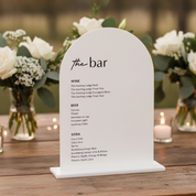 Wedding Bar Menu Sign - Engraved Acrylic Drinks Menu