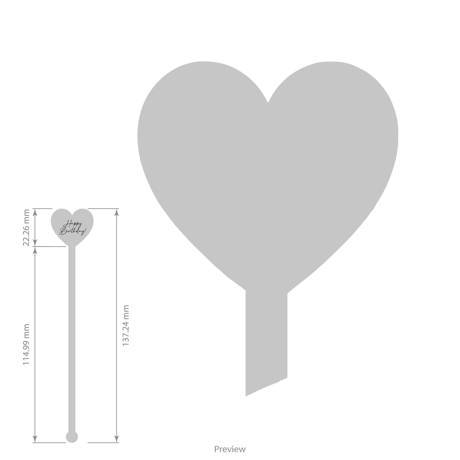 Birthday Heart Drink Stirrers - clear template