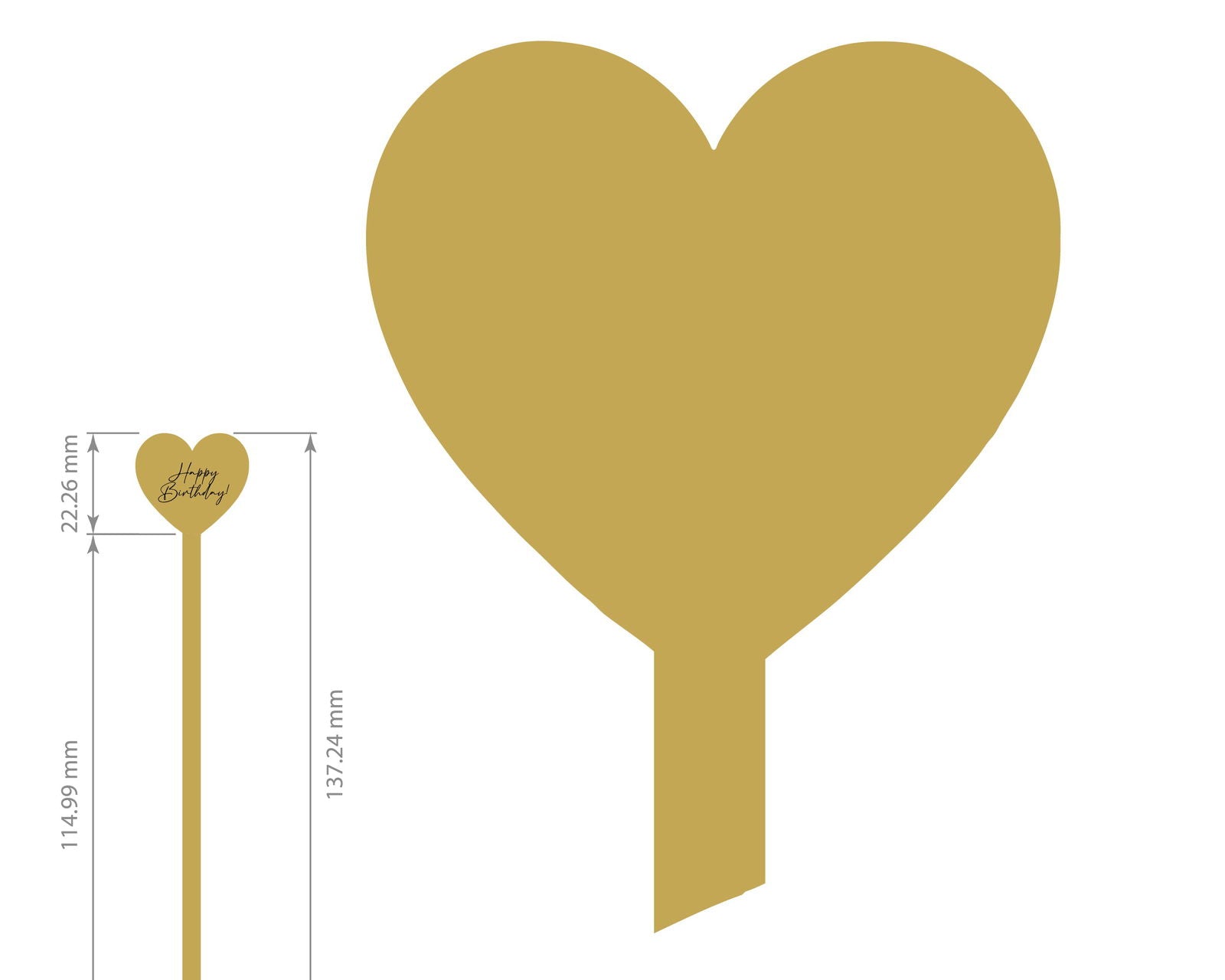 Birthday Heart Drink Stirrers - gold template