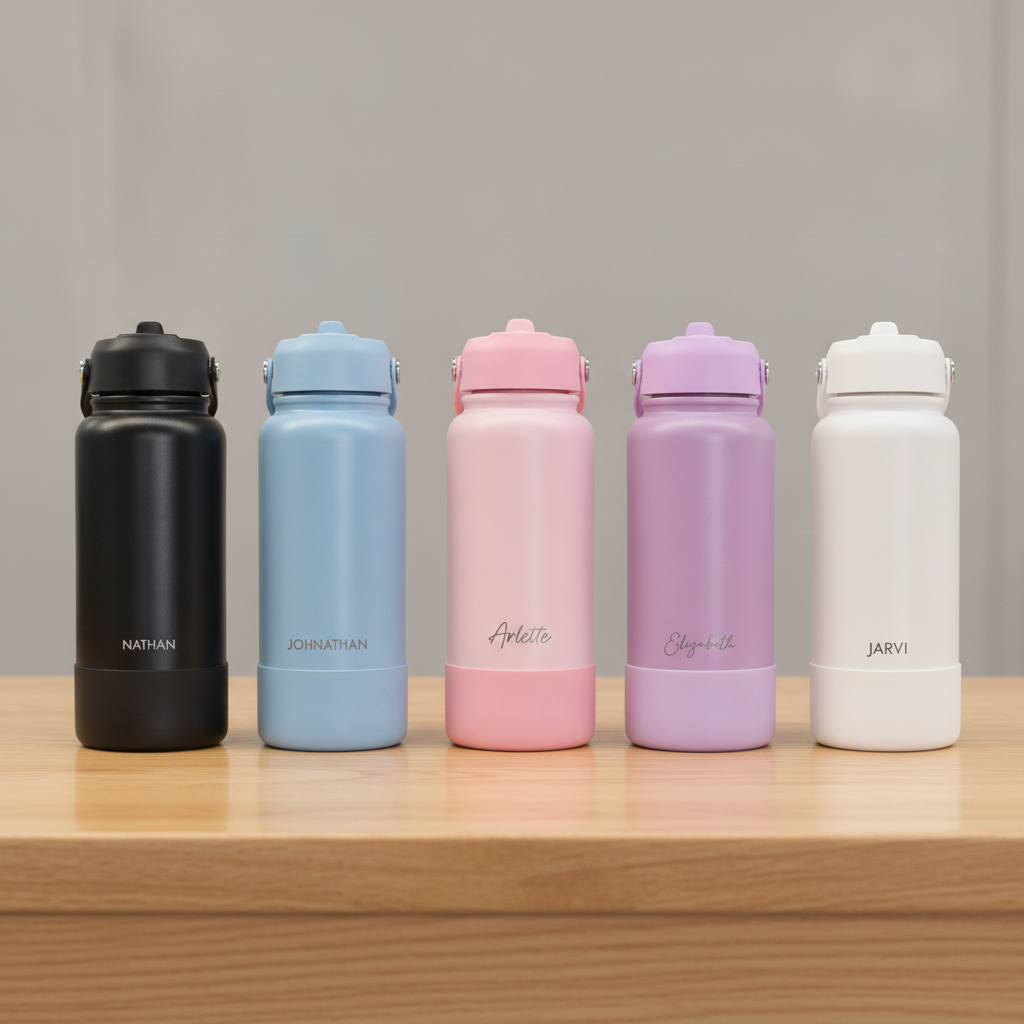 Engraved Stainless Steel Drink Bottle with Detachable Silicone Base (950ml)