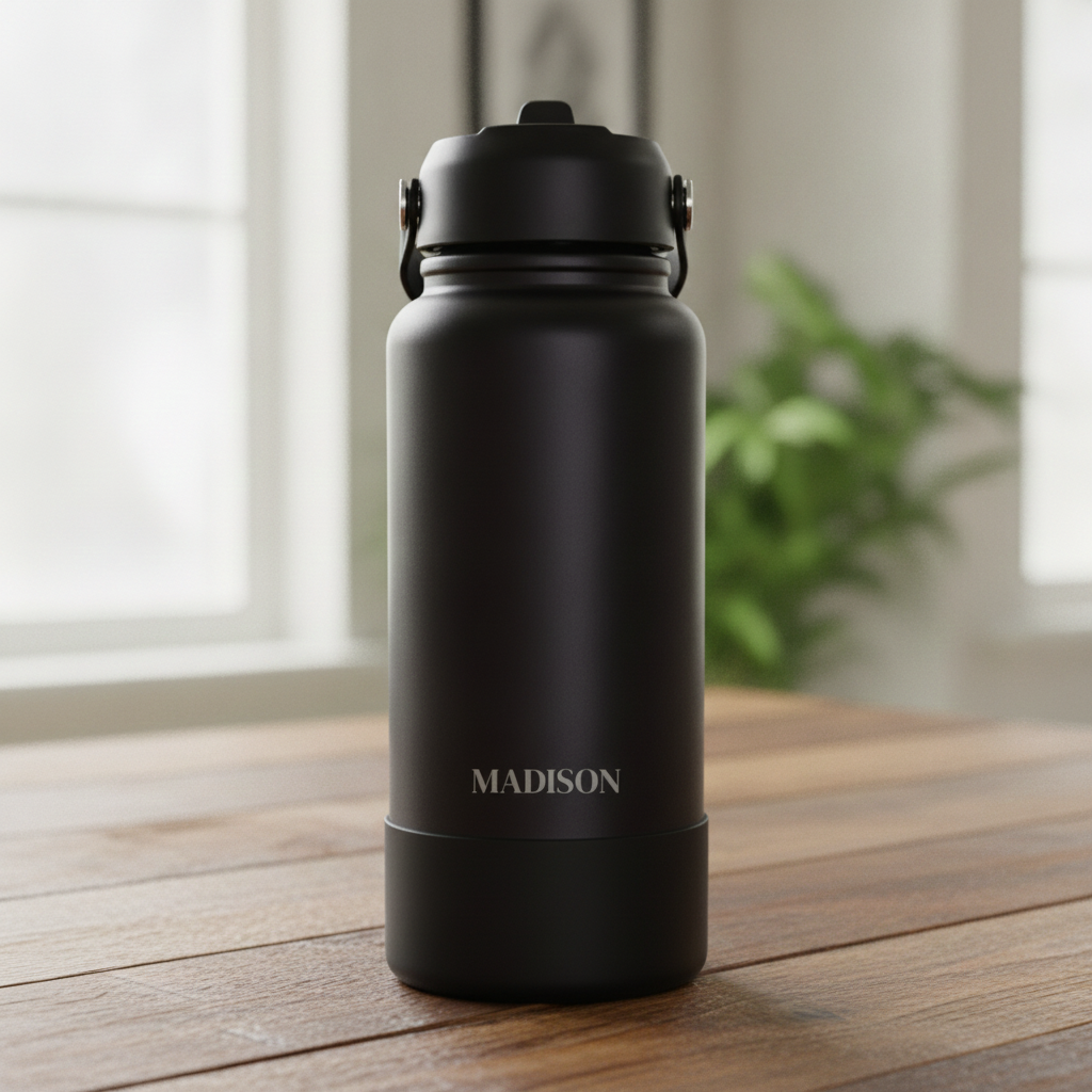 Engraved Stainless Steel Drink Bottle with Detachable Silicone Base (950ml)
