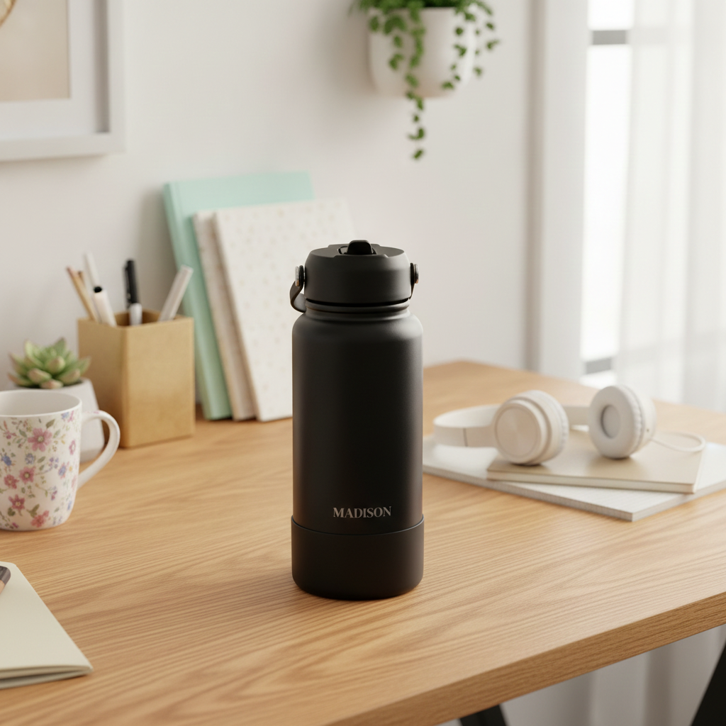 Engraved Stainless Steel Drink Bottle with Detachable Silicone Base (950ml)