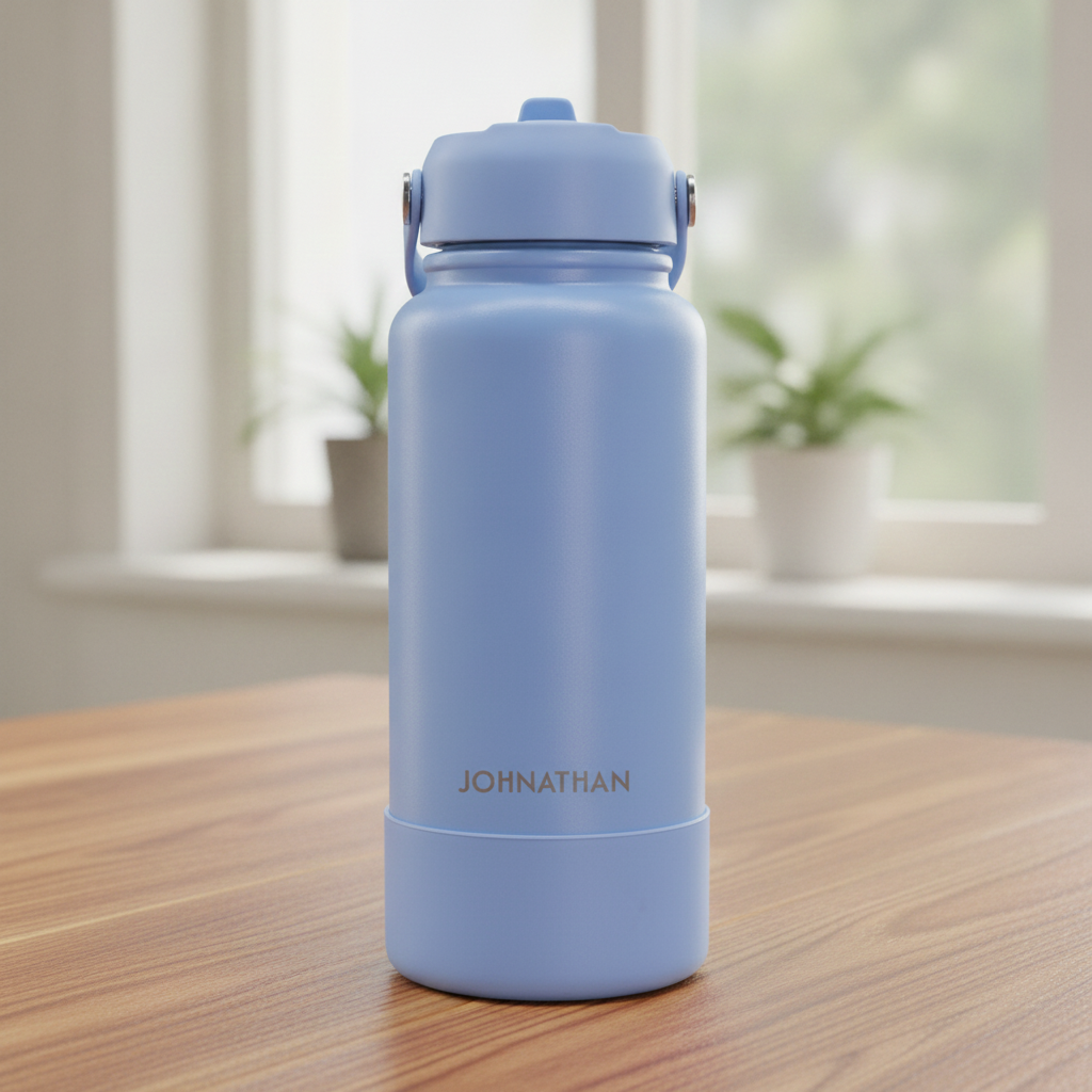 Engraved Stainless Steel Drink Bottle with Detachable Silicone Base (950ml)