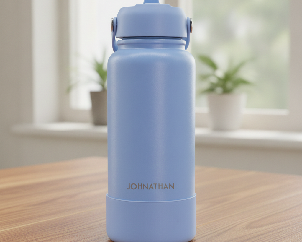 Engraved Stainless Steel Drink Bottle with Detachable Silicone Base (950ml)