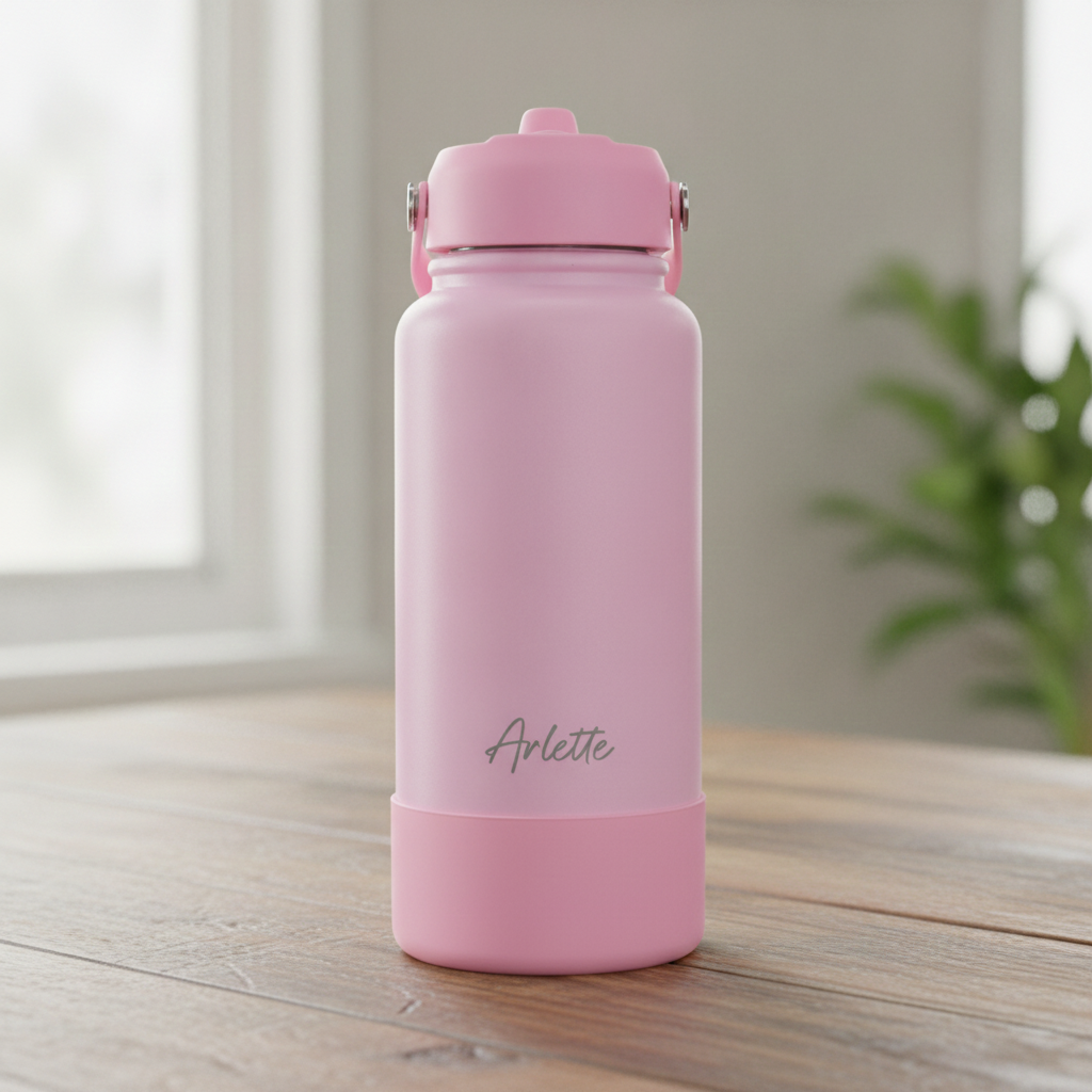Engraved Stainless Steel Drink Bottle with Detachable Silicone Base (950ml)