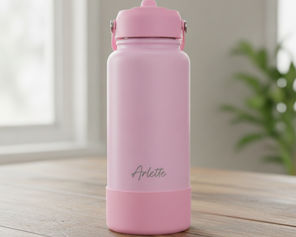 Engraved Stainless Steel Drink Bottle with Detachable Silicone Base (950ml)