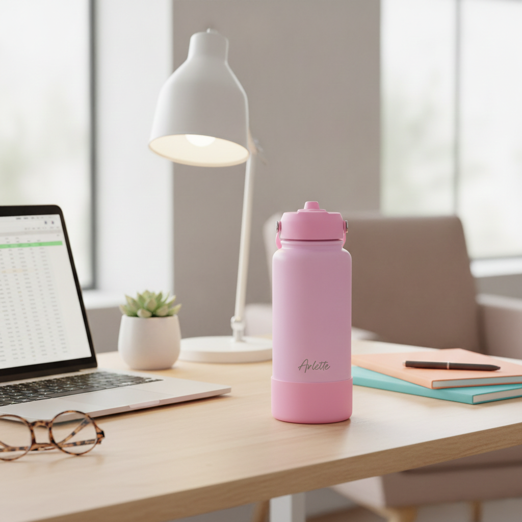 Engraved Stainless Steel Drink Bottle with Detachable Silicone Base (950ml)