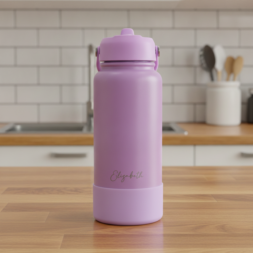 Engraved Stainless Steel Drink Bottle with Detachable Silicone Base (950ml)