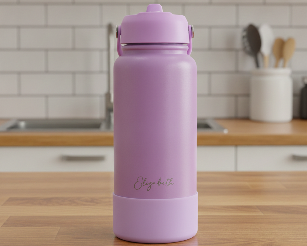 Engraved Stainless Steel Drink Bottle with Detachable Silicone Base (950ml)