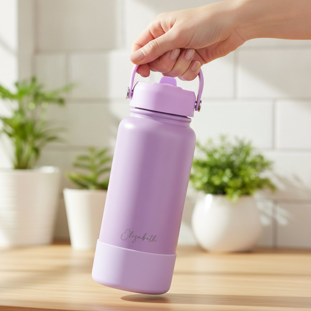 Engraved Stainless Steel Drink Bottle with Detachable Silicone Base (950ml)