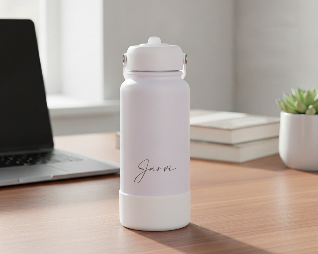 Engraved Stainless Steel Drink Bottle with Detachable Silicone Base (950ml)
