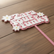 70s Hippie Floral Acrylic Cake Topper (Any Name & Age)