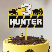 Construction Trucks Acrylic Cake Topper (Any Name & Age)