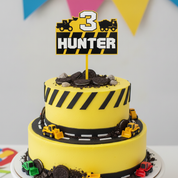 Construction Trucks Acrylic Cake Topper (Any Name & Age)