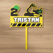 Construction Acrylic Cake Topper (Any Name & Age)