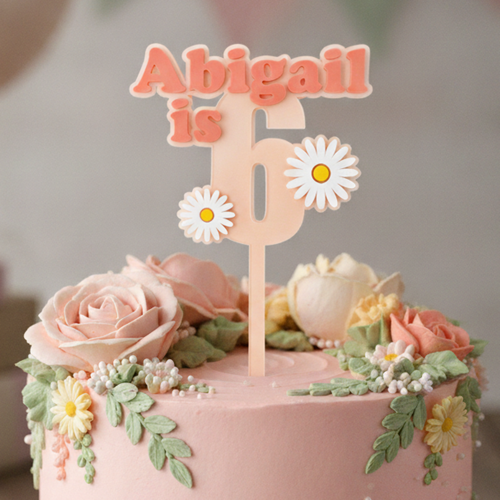 Daisy Flower Cake Topper (Any Name & Age)