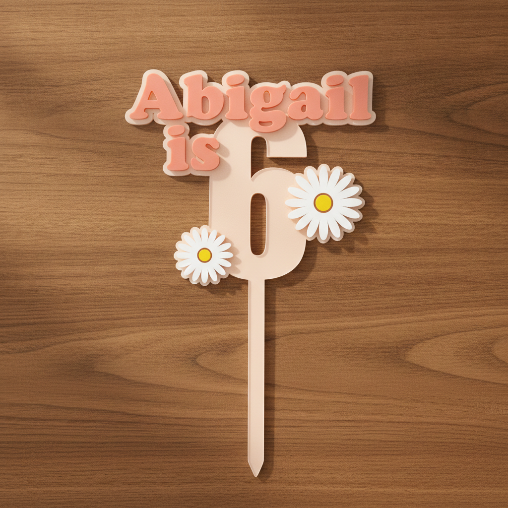 Daisy Flower Cake Topper (Any Name & Age)