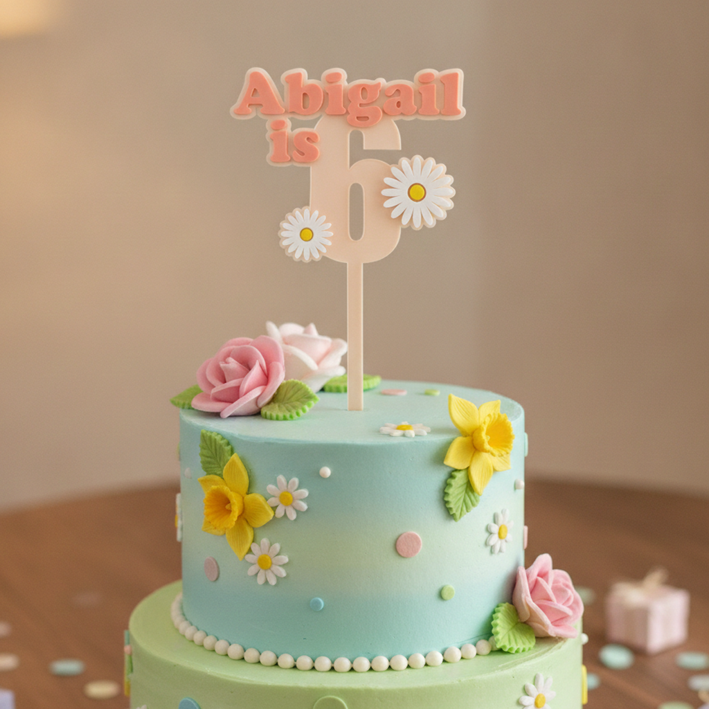 Daisy Flower Cake Topper (Any Name & Age)