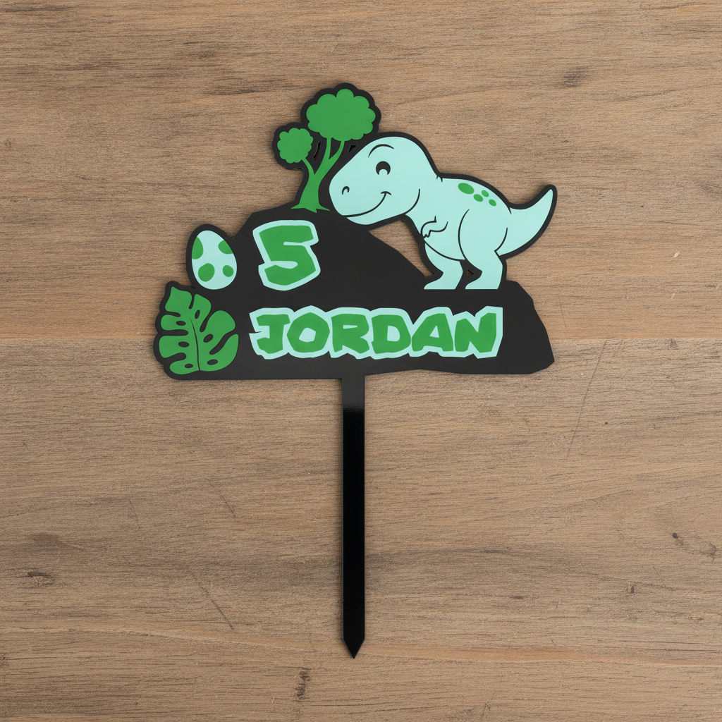 Custom Dinosaur Acrylic Cake Topper for Dinosaur Theme Birthday Party