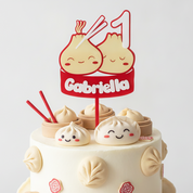 Cute Dumpling Acrylic Cake Topper (Any Name & Age)