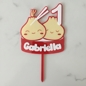 Cute Dumpling Acrylic Cake Topper (Any Name & Age)