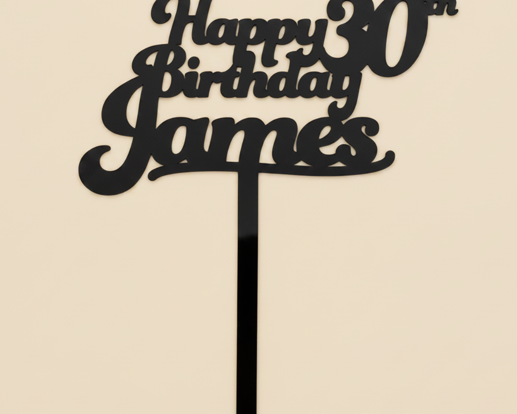 Happy Birthday Acrylic Cake Topper in Funky Font (Any Name & Age)