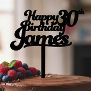Happy Birthday Acrylic Cake Topper in Funky Font (Any Name & Age)