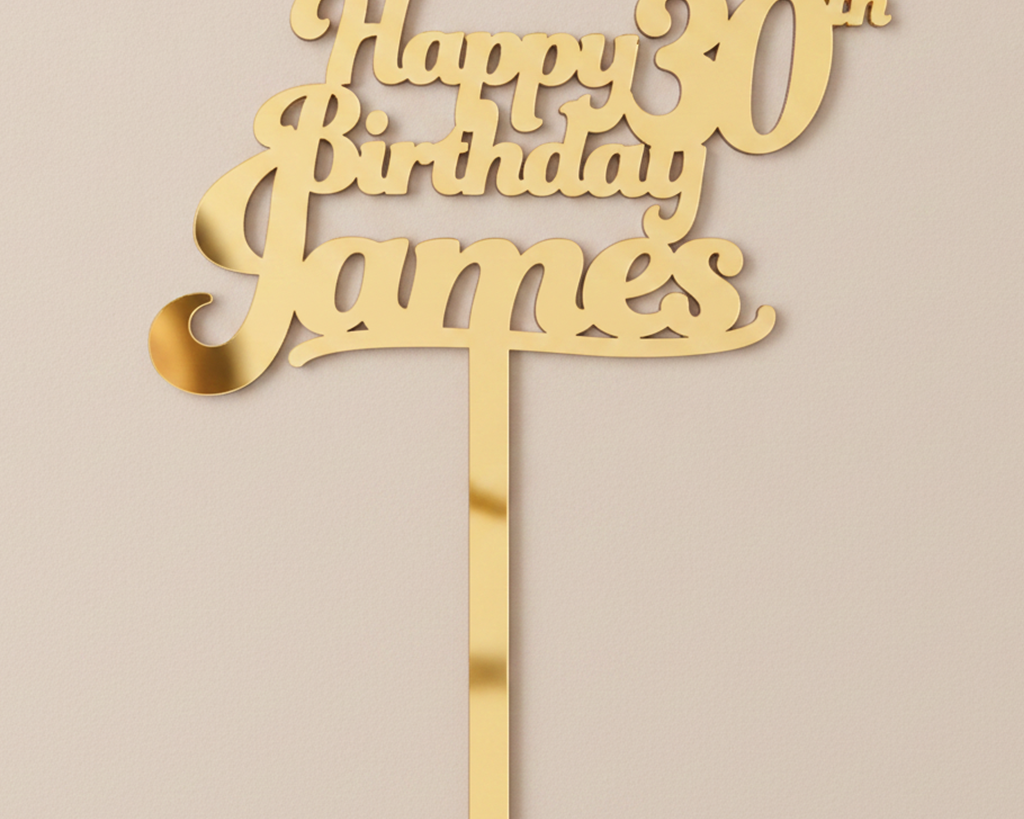 Happy Birthday Acrylic Cake Topper in Funky Font (Any Name & Age)