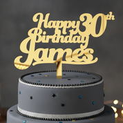Happy Birthday Acrylic Cake Topper in Funky Font (Any Name & Age)