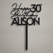 Happy Birthday Acrylic Cake Topper in Script Font (Any Name & Age)