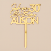 Happy Birthday Acrylic Cake Topper in Script Font (Any Name & Age)