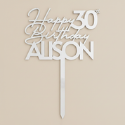 Happy Birthday Acrylic Cake Topper in Script Font (Any Name & Age)