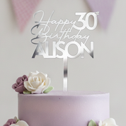 Happy Birthday Acrylic Cake Topper in Script Font (Any Name & Age)