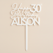 Happy Birthday Acrylic Cake Topper in Script Font (Any Name & Age)
