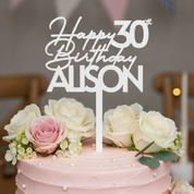 Happy Birthday Acrylic Cake Topper in Script Font (Any Name & Age)