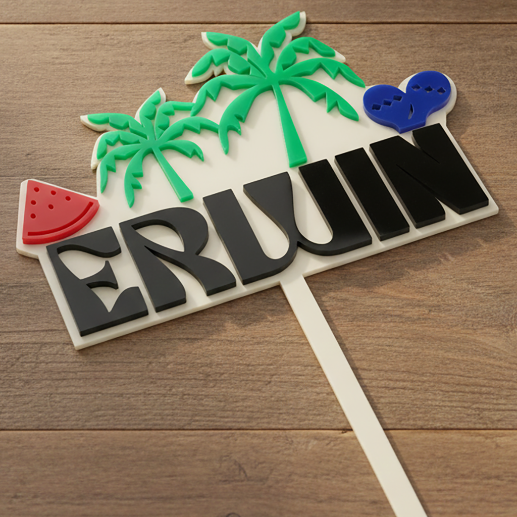 Tropical Summer Party Acrylic Cake Topper (Any Name)